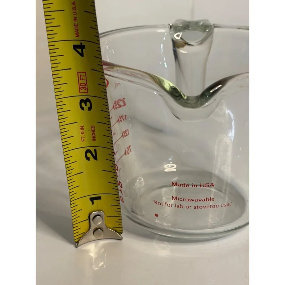 PYREX 250ml 1 Cup Glass Measuring Cup Red Lettering Small Liquid Measure Kitchen